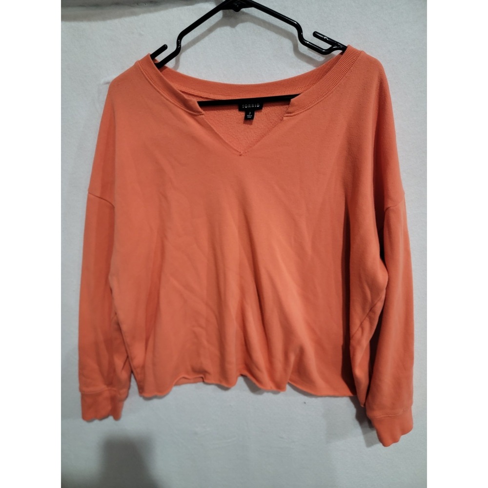 Torrid Relaxed Cozy Fleece Notch Neck Drop Shoulder Crop Sweatshirt Sz 2 2X